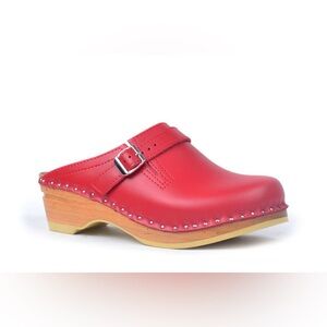 Troentorp Raphael Red Leather Clogs EU 41 (US W: 11–11.5 / M: 7.5–8)